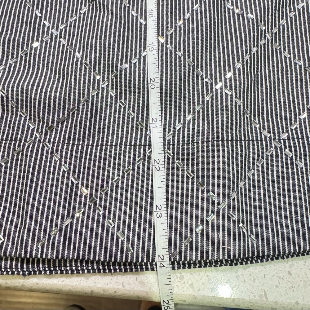 JODIFL Black / White Stripe Ruffled Sleeveless Blouse with sparkle design - Picture 12 of 16
